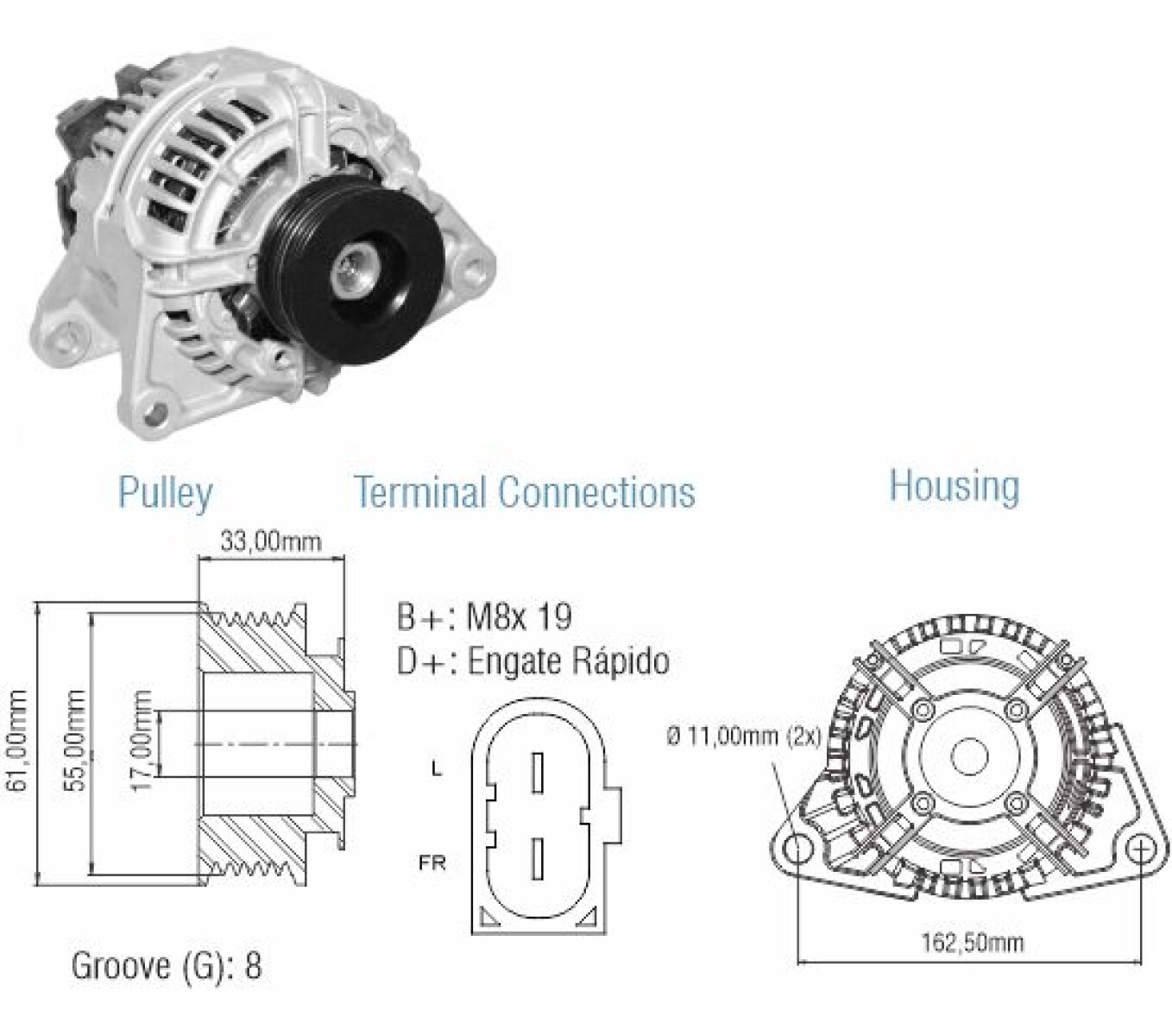 ALTERNADOR IVECO BOSCH IVECO 12V 90A ZM 