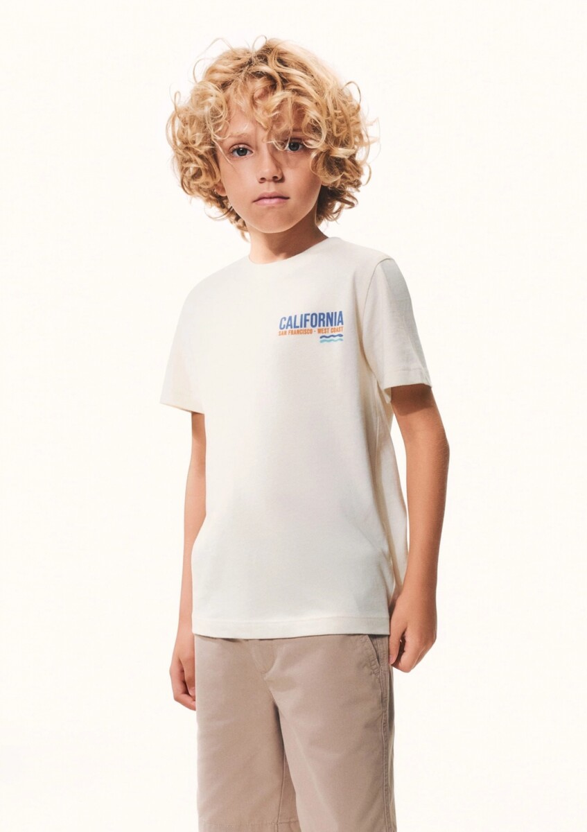 CAMISETA INFANTIL CON ESTAMPA - BEIGE 