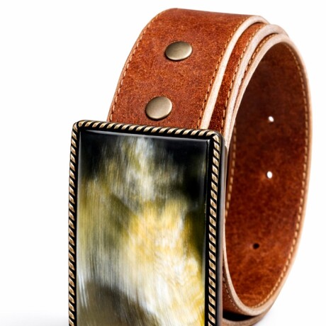 Cinto Cuero crudo y guampa Rectangular 2