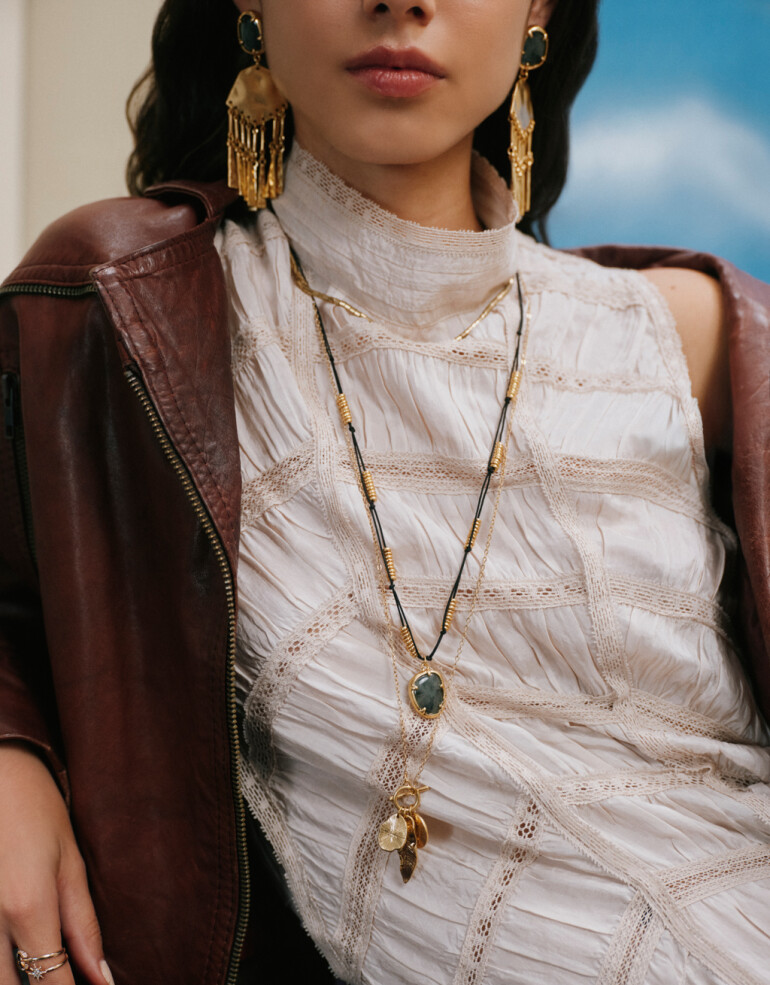 Collares Largos Folk Collar Largo Con Dijes - Dorado Oro Amarillo