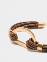 Pulsera Multicordón Con Aro marron