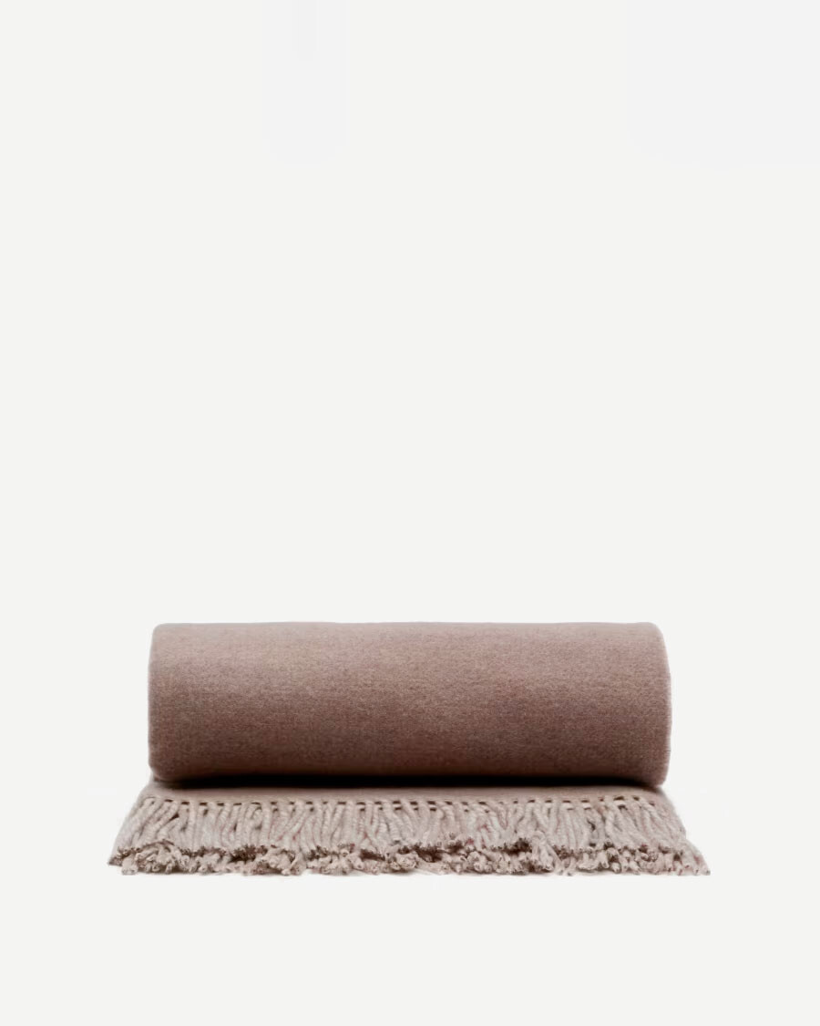 Manta Daiara doble faz mezcla lana marrón melange y beige 170 x 130 cm Manta Daiara doble faz mezcla lana marrón melange y beige 170 x 130 cm