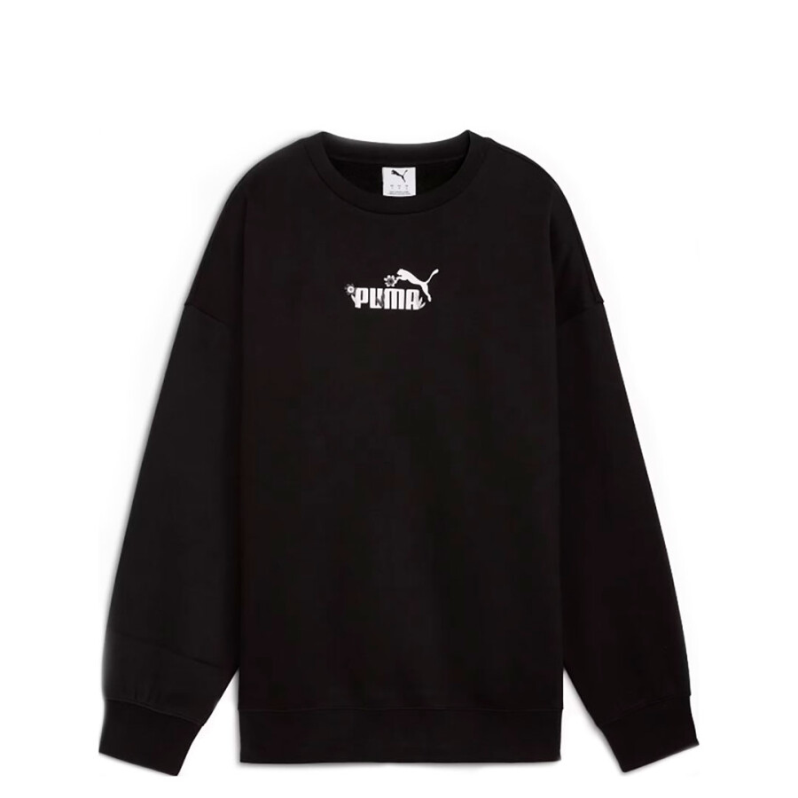 Buzo de Mujer Puma Overs Crew Fl Negro - Blanco