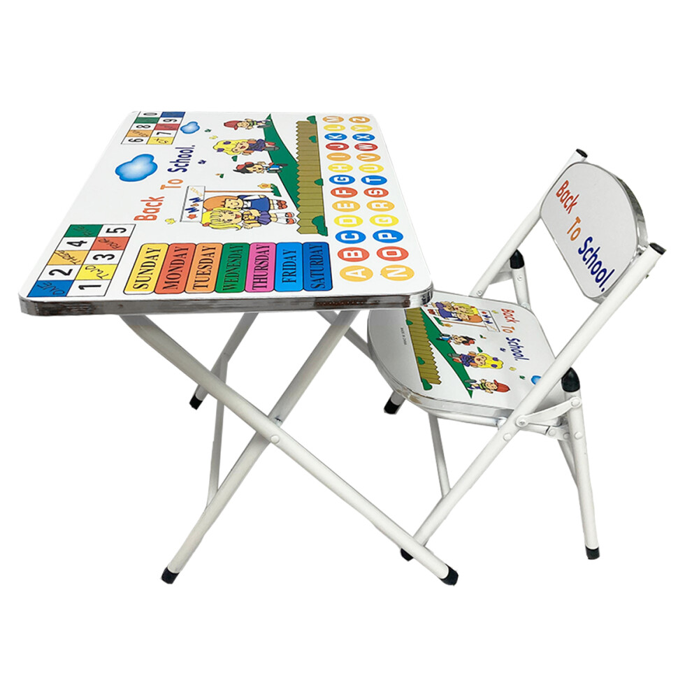 Escritorio Infantil Con Silla Plegable Blanco
