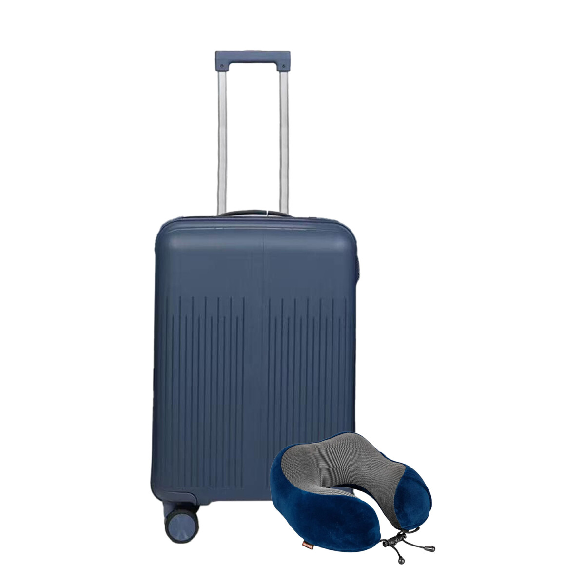 Set Valija Mediana Rígida + Almohadón Cervical Memoria Azul - Azul 
