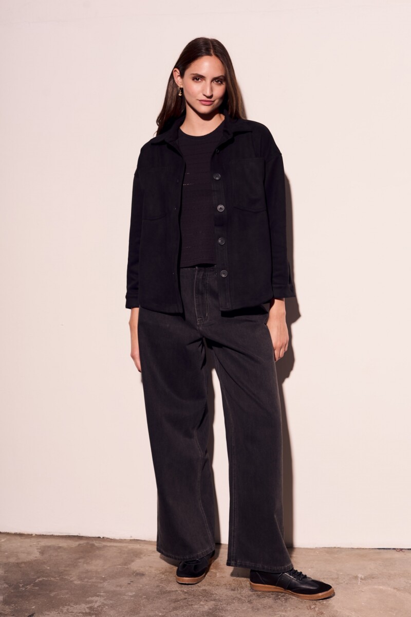 Sobrecamisa Gamuza Cuero Vegano Negro