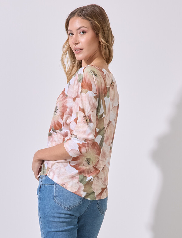 Blusa Tejida Print TOSTADO/MULTI