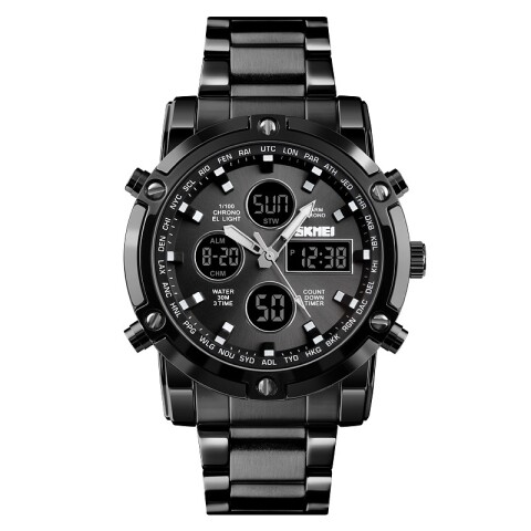 Reloj Skmei 1389BK para hombre en acero color negro Reloj Skmei 1389bk Para Hombre En Acero Color Negro