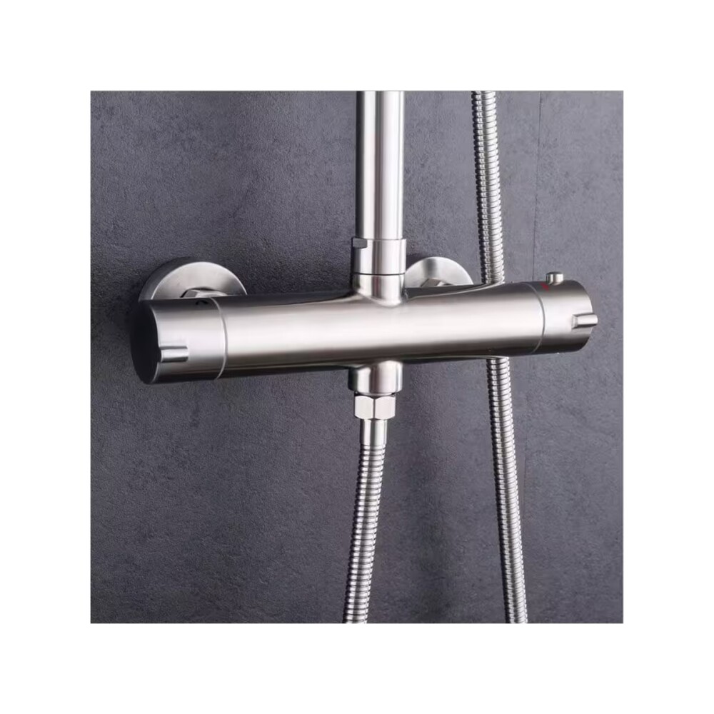 Barral de ducha monocomando Termostático exterior sin transferencia satinada Barral De Ducha Monocomando Termostático Exterior Sin Transferencia Satinada