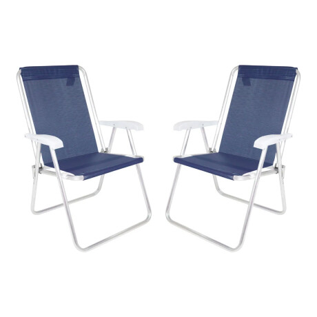 Set X2 Reposeras Mor Sillas Altas Plegables Aluminio 120kg Azul Marino