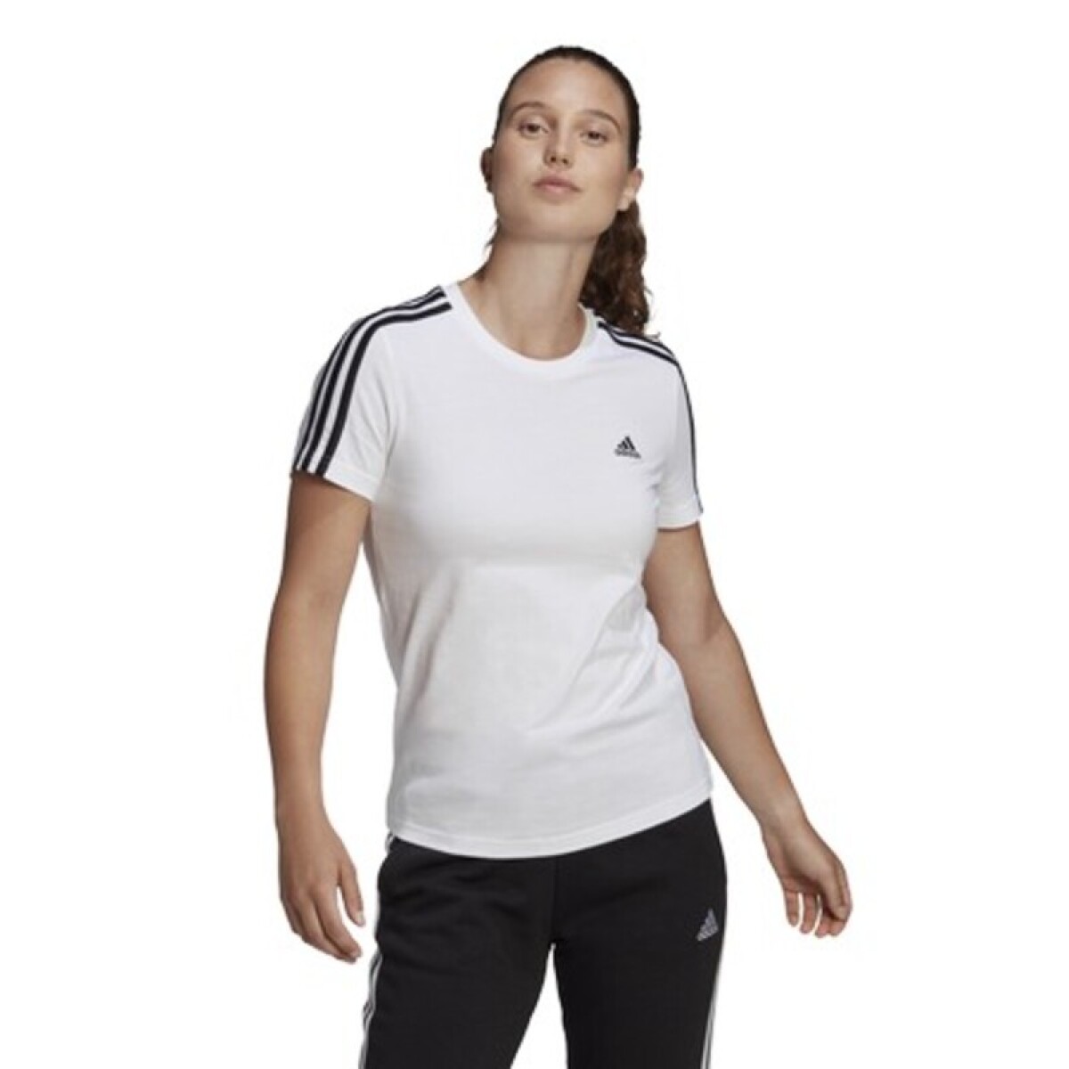 Remera - Adidas - WHITE/BLACK de dama - GL0783 - Blanco-negro 