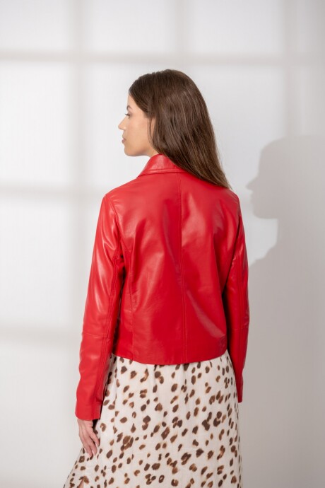 Chaqueta de Cuero Lupe Rojo