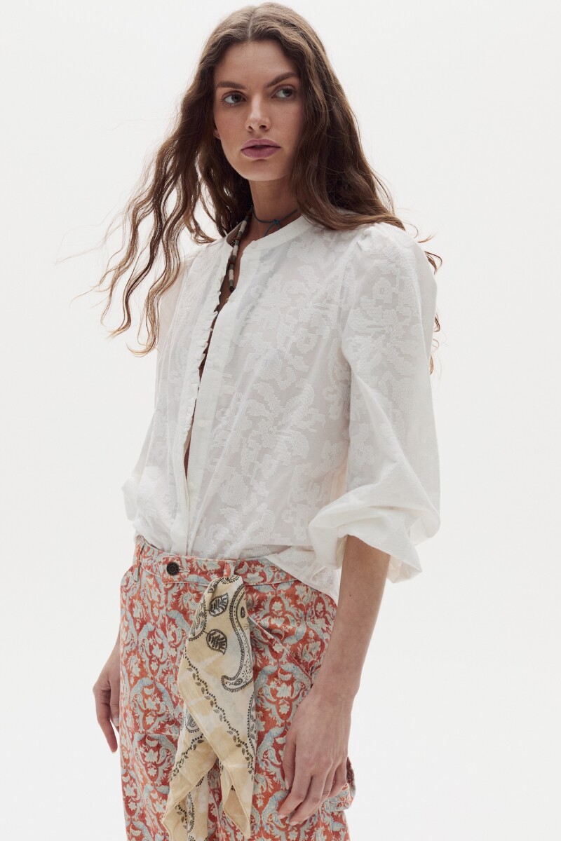 Camisa Gaia en Algodón White Cross Stitch