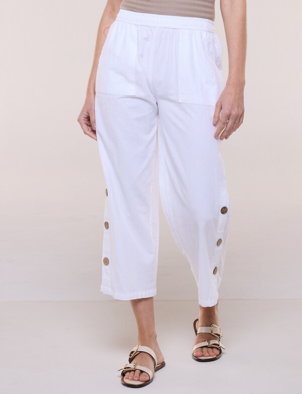 Pantalon Crop Botones BLANCO