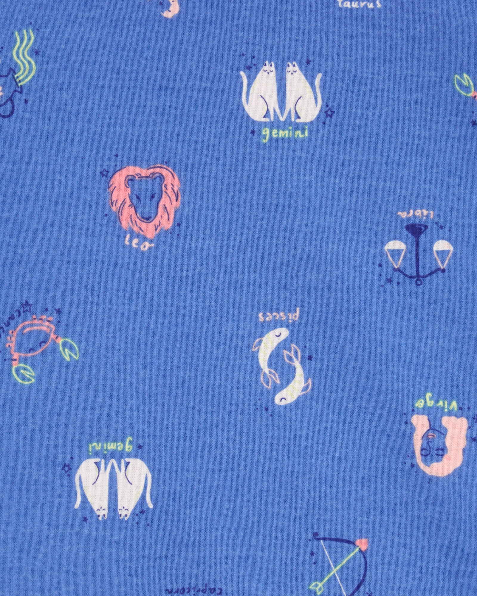 Pijama cuatro piezas de algodón, dos bermudas y dos remeras manga corta diseño zodíaco Pijama cuatro piezas de algodón, dos bermudas y dos remeras manga corta diseño zodíaco