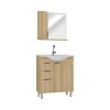 Mueble de baño de pie Crystal Roble 72 cm con Bacha de resina y espejo con botiquín Mueble De Baño De Pie Crystal Roble 72 Cm Con Bacha De Resina Y Espejo Con Botiquín