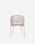 Silla Yanet de cuerda sintética crudo y patas de acero galvanizado Silla Yanet de cuerda sintética crudo y patas de acero galvanizado