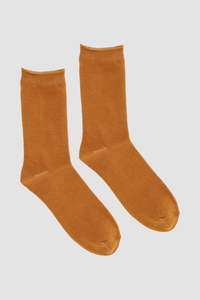 Medias de algodón lisa con sujecion suave en puño - Beige 