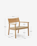 Butaca Yalia de madera maciza roble FSC 100% acabado natural y asiento de cuerda de papel