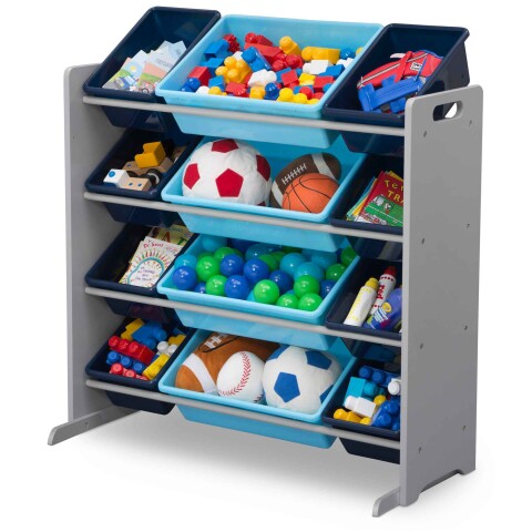 Organizador de 12 contenedores de plástico gris, azul y celeste Organizador de 12 contenedores de plástico gris, azul y celeste