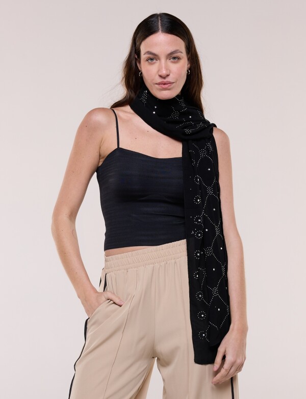 Pashmina Aplique Brillos NEGRO/PLATEADO