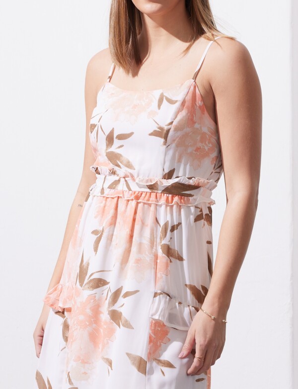 Vestido Midi Flores CRUDO/MULTI