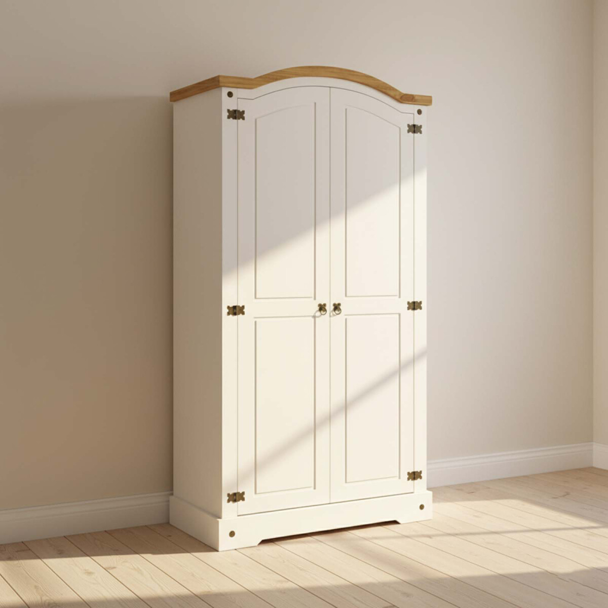 PLACARD ROPERO - 2 PUERTAS MDF-Y-MADERA NATURAL-BEIGE SMILE 