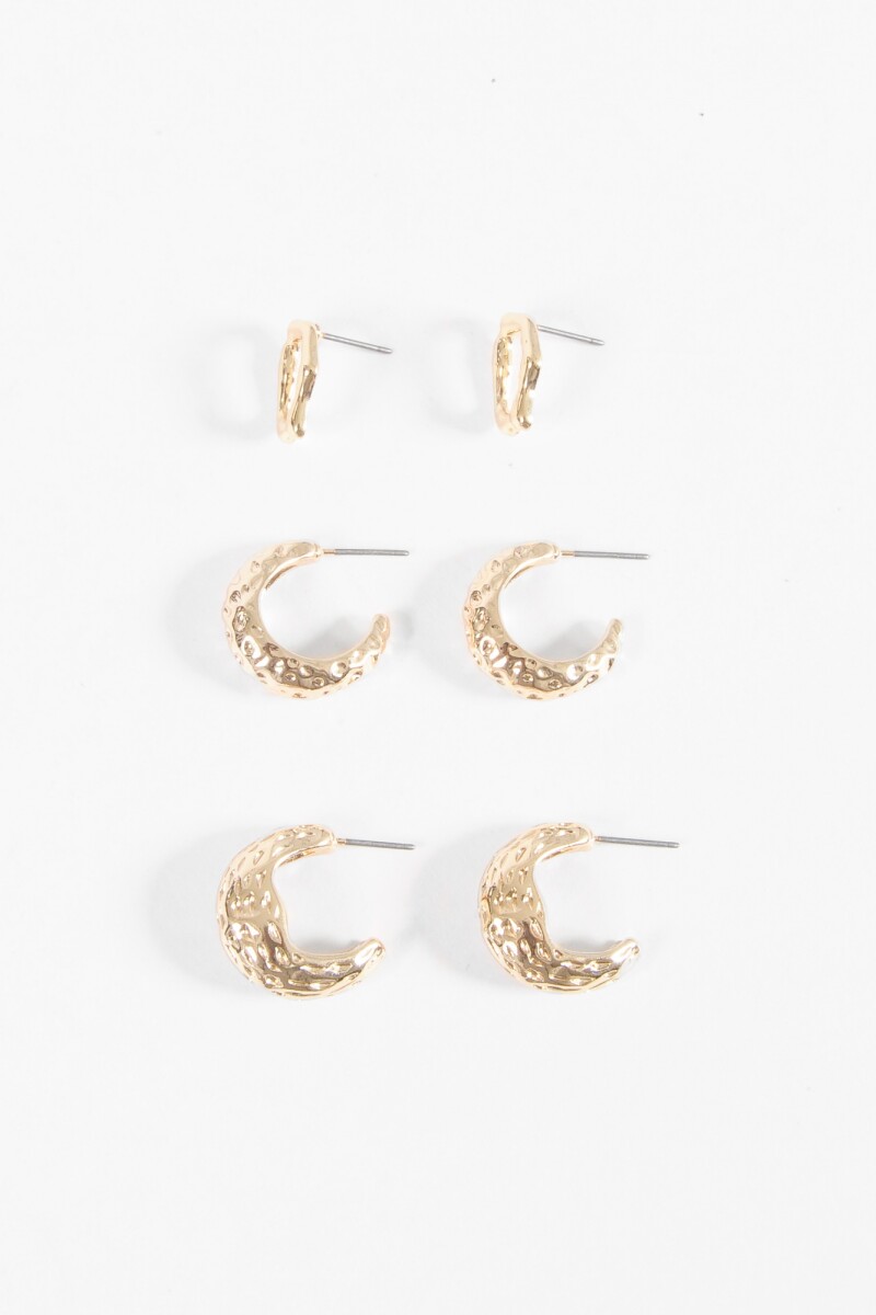 Set de aros labrados dorado