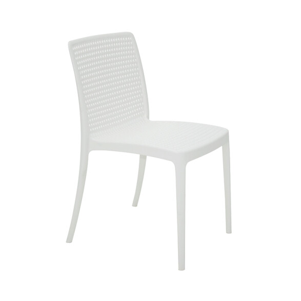 Silla apilable blanca ISABELLE con respaldo calado TD0620