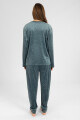 Pijama leopard fleece velour Verde petroleo