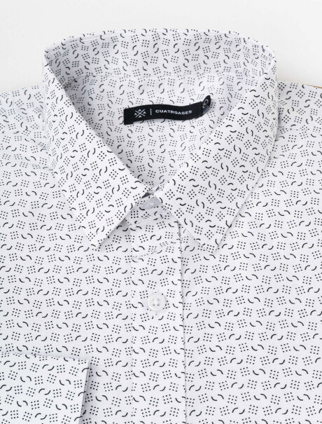 Camisa m/l estampada blanco/negro
