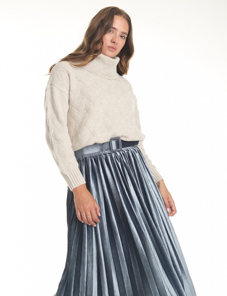 Falda Midi Noche Velvet - Gris Azulado 