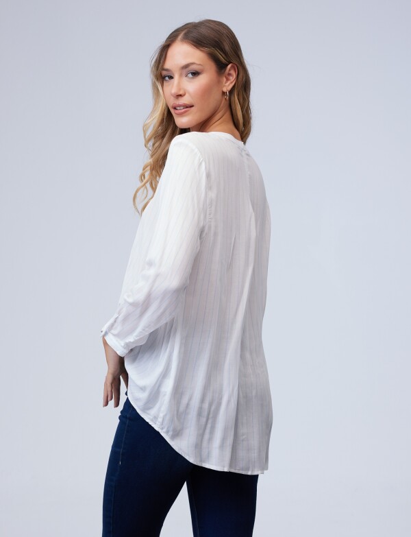 Blusa Lineas Botones BLANCO/AZUL