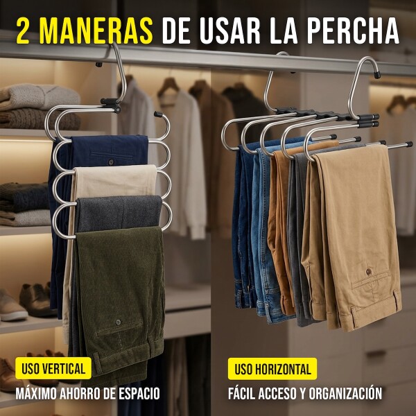 Percha De Ropa Pantalones 2 En 1 Organizador Antideslizantes Acero Inoxidable Imback Plateado Percha De Ropa Pantalones 2 En 1 Organizador Antideslizantes Acero Inoxidable Imback Plateado