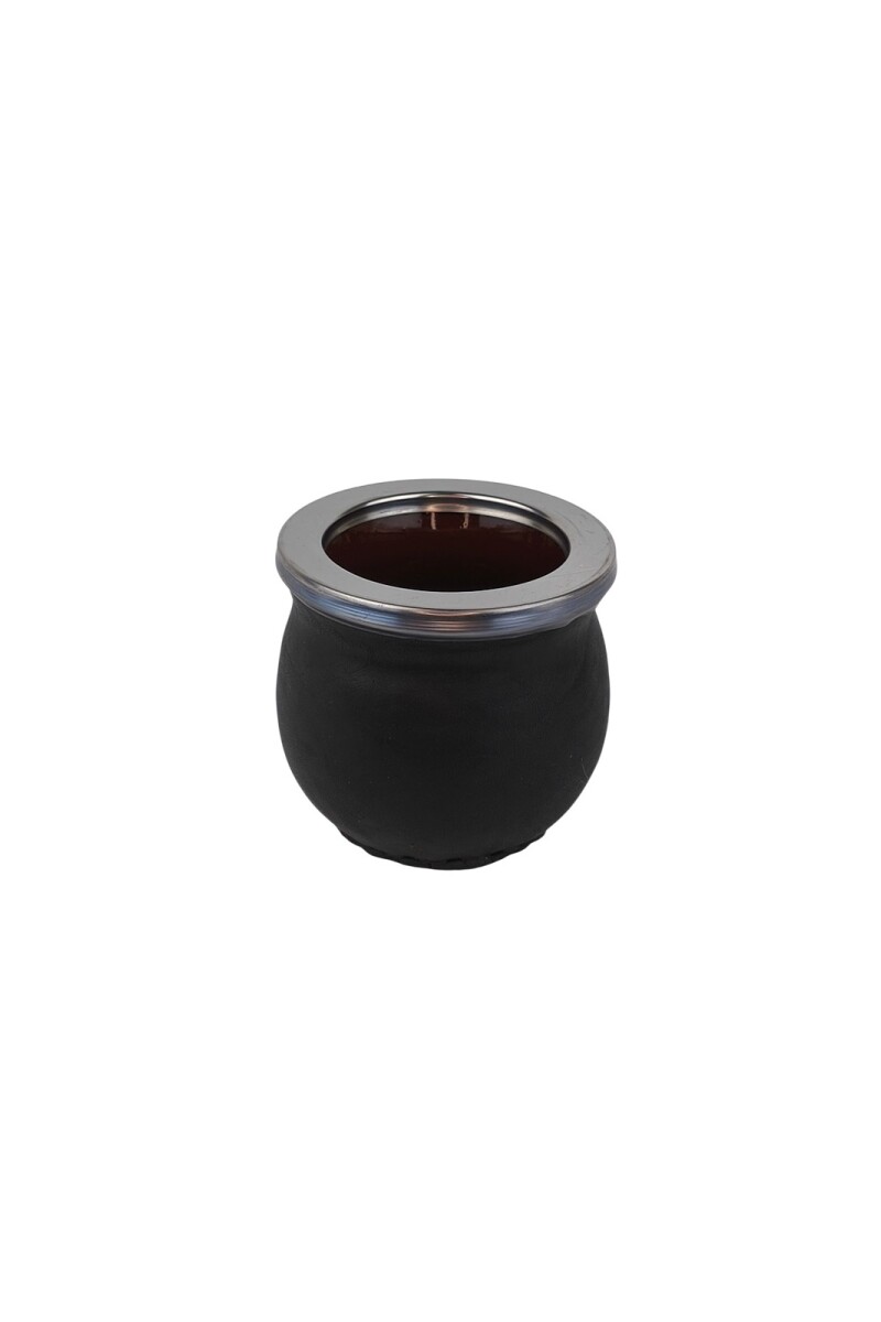 Mate Ceramica cuero mini chato Negro