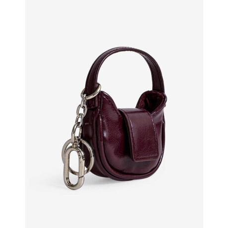 Llavero Y Mini Bag Con Solapa Rojo Burdeaux