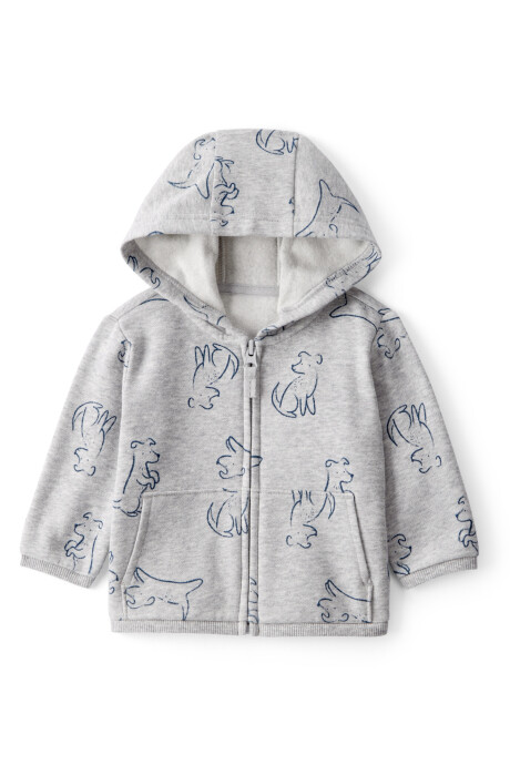 Campera de algodón, gris, diseño perros Sin color