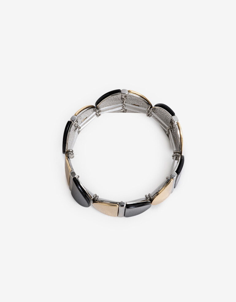 Pulseras Elásticas Color Pulsera Elástica Metal Y Resina - Combinacion Bicolor