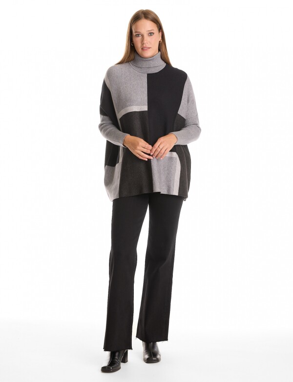 Polera Poncho Oversize NEGRO/GRIS