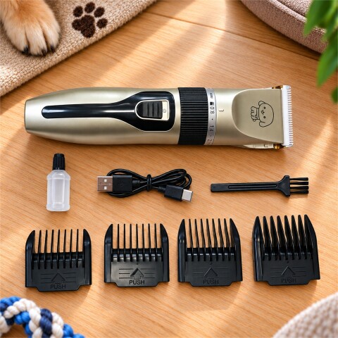 Cortapelo Mascotas con 4 Peines Dorado