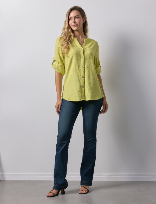 Blusa Lino Botones VERDE