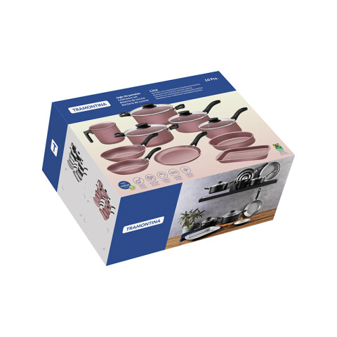 Batería de cocina rosada 10 piezas ""LINZ"" TR6390