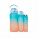 Pack De 3 Botellas De Agua Motivacional Gym Celeste