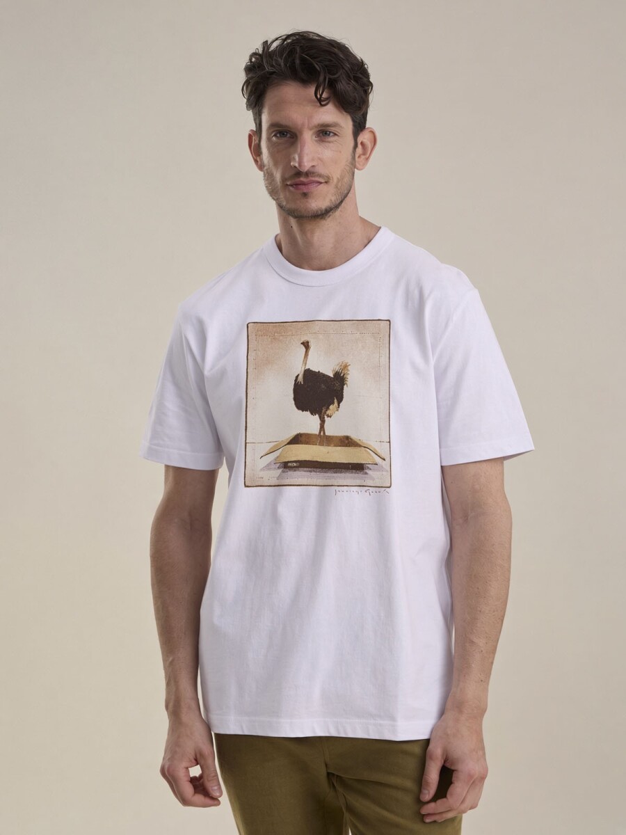 T-SHIRT ESTAMPA AVESTRUZ - BLANCO 