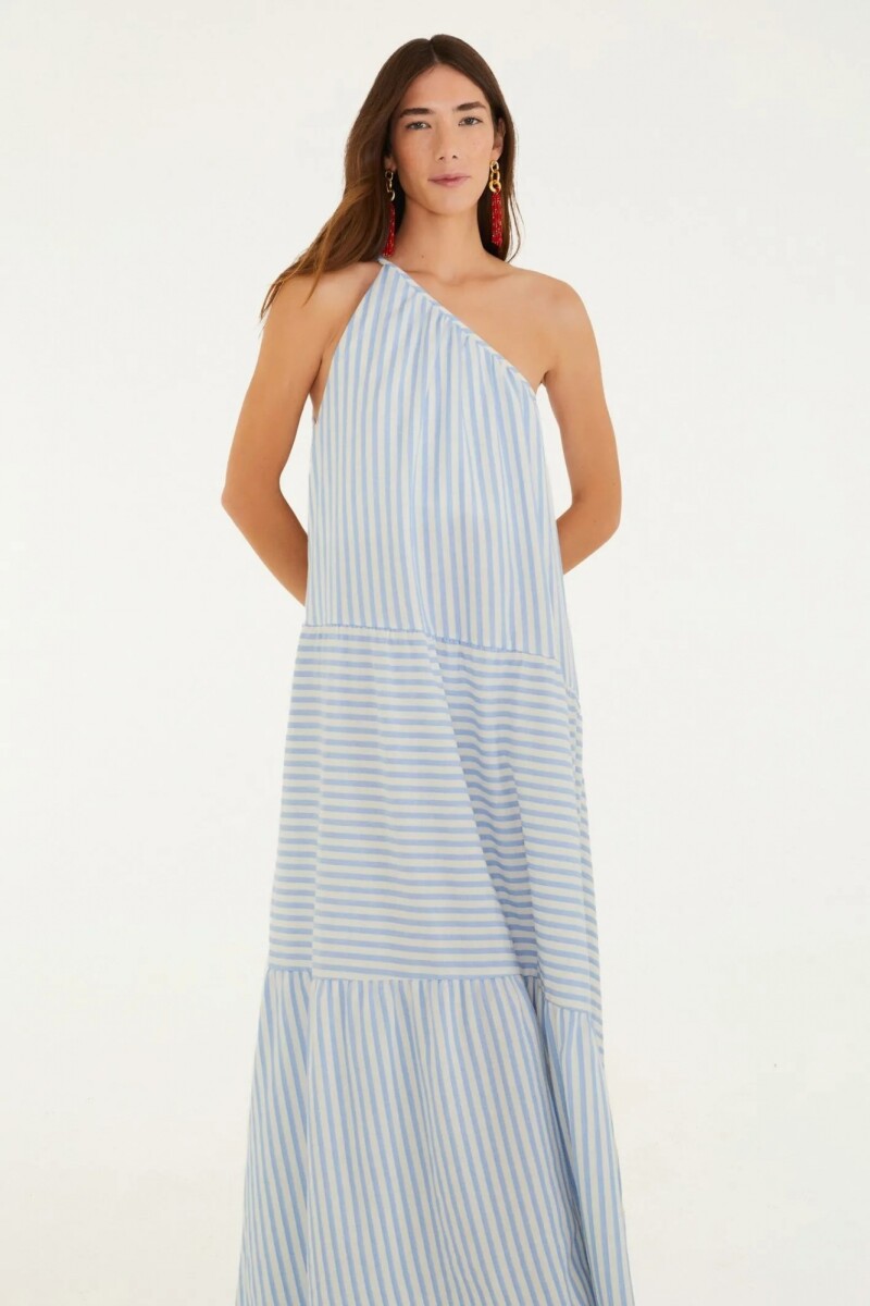 VESTIDO UN HOMBRO Azul