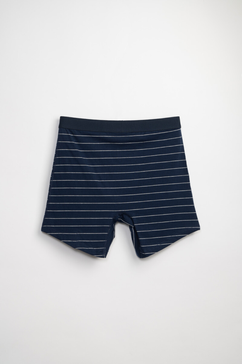 Boxer Largo Algodón Rayas Azul Marino