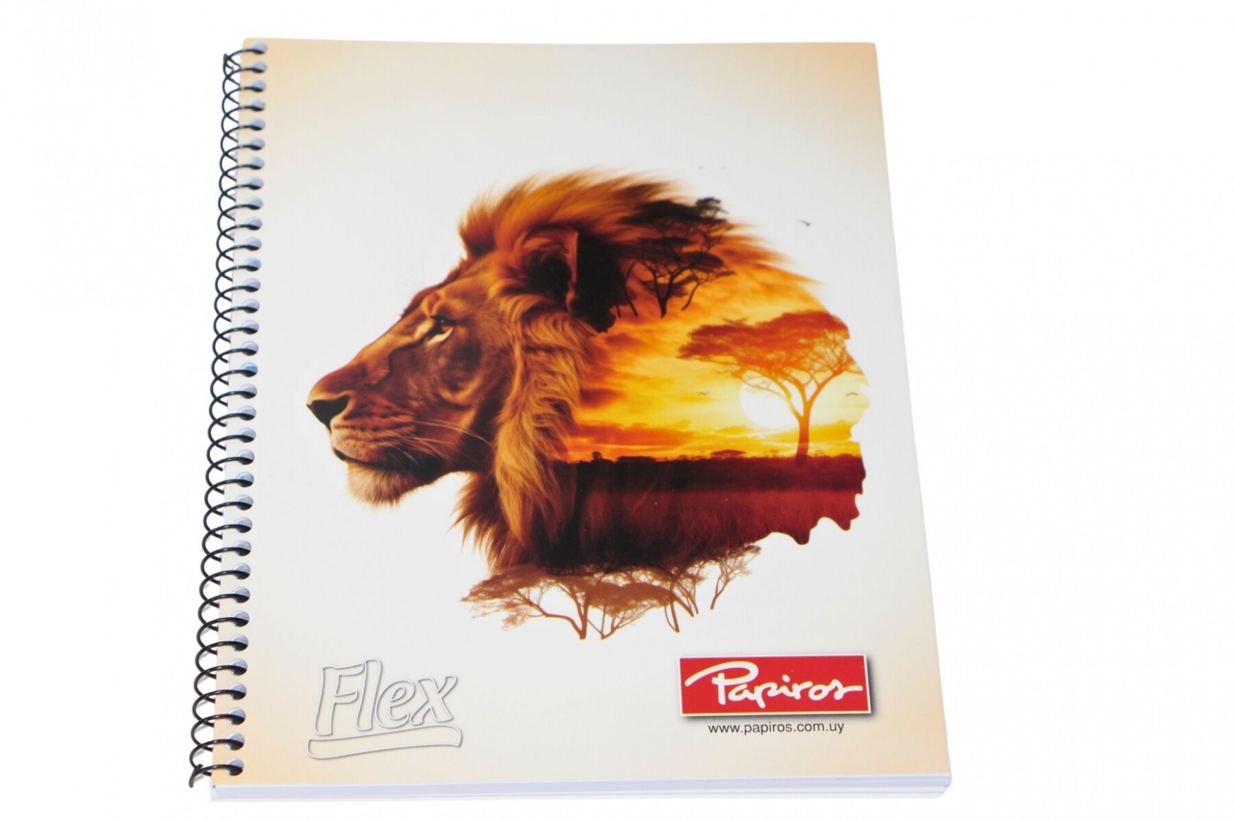 CUADERNO PAPIROS CON ESPIRAL DE 96 HOJAS - TAPA LEON 