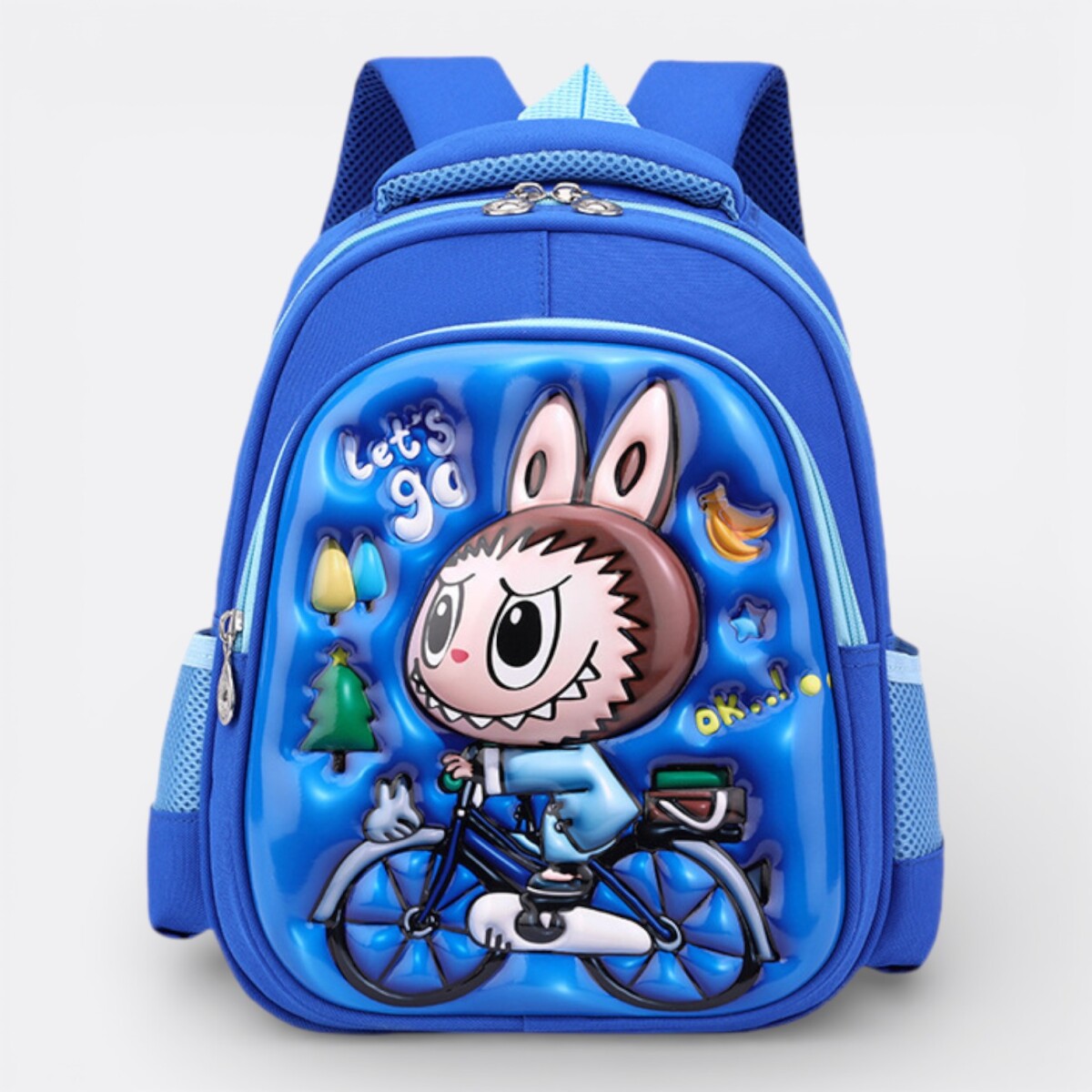 Mochila Capibara Labubu Preescolar 3d Relieve - Labubu Ciclista 