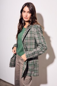 Blazer A Cuadros Oliva