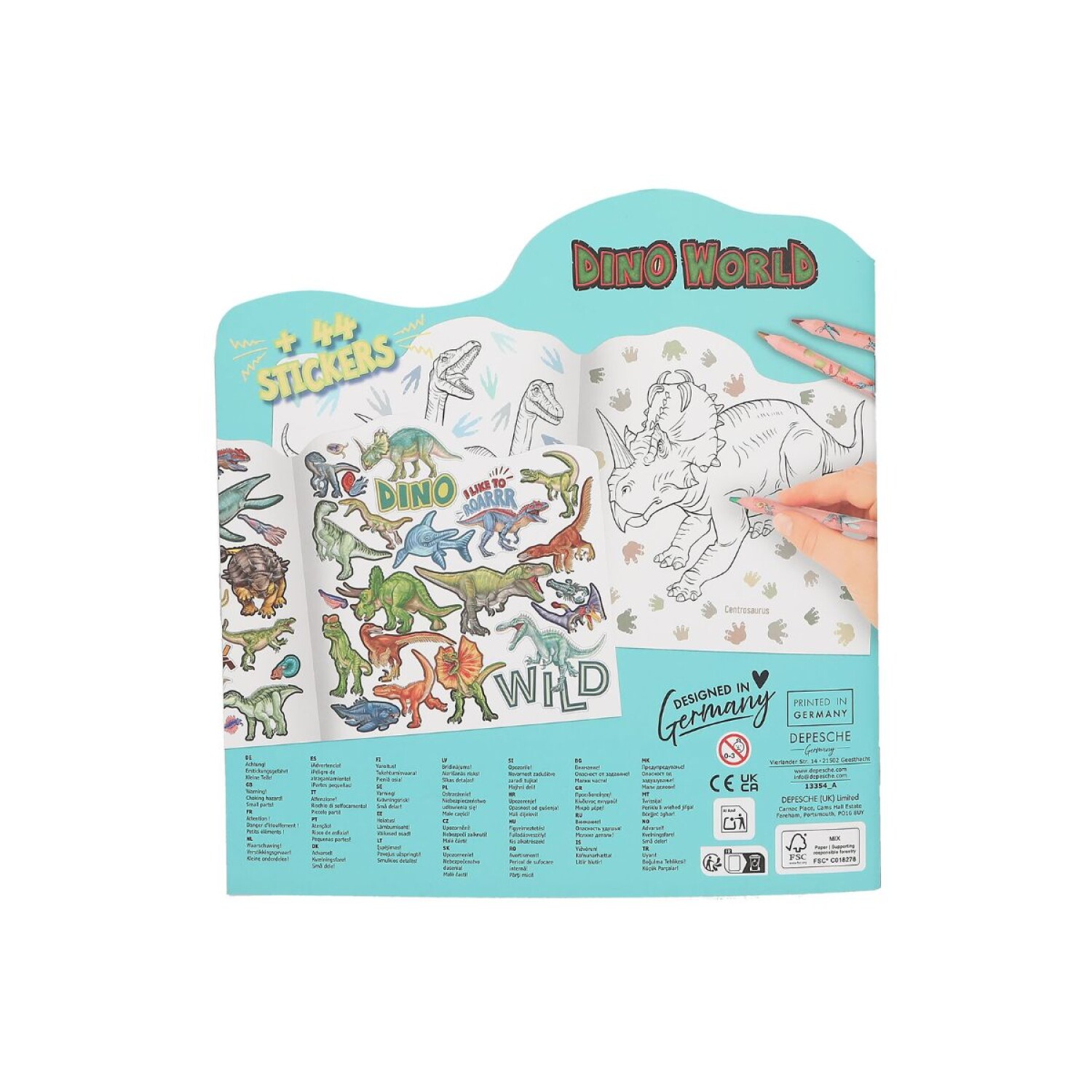 Libro para colorear con stickers Dinosaurios Dino World — Rumba
